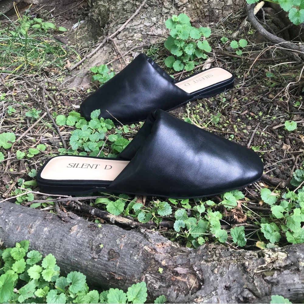 Free People Silent D Brigette Black Leather Mules Size 7.5/8 (37) - Picture 4 of 14